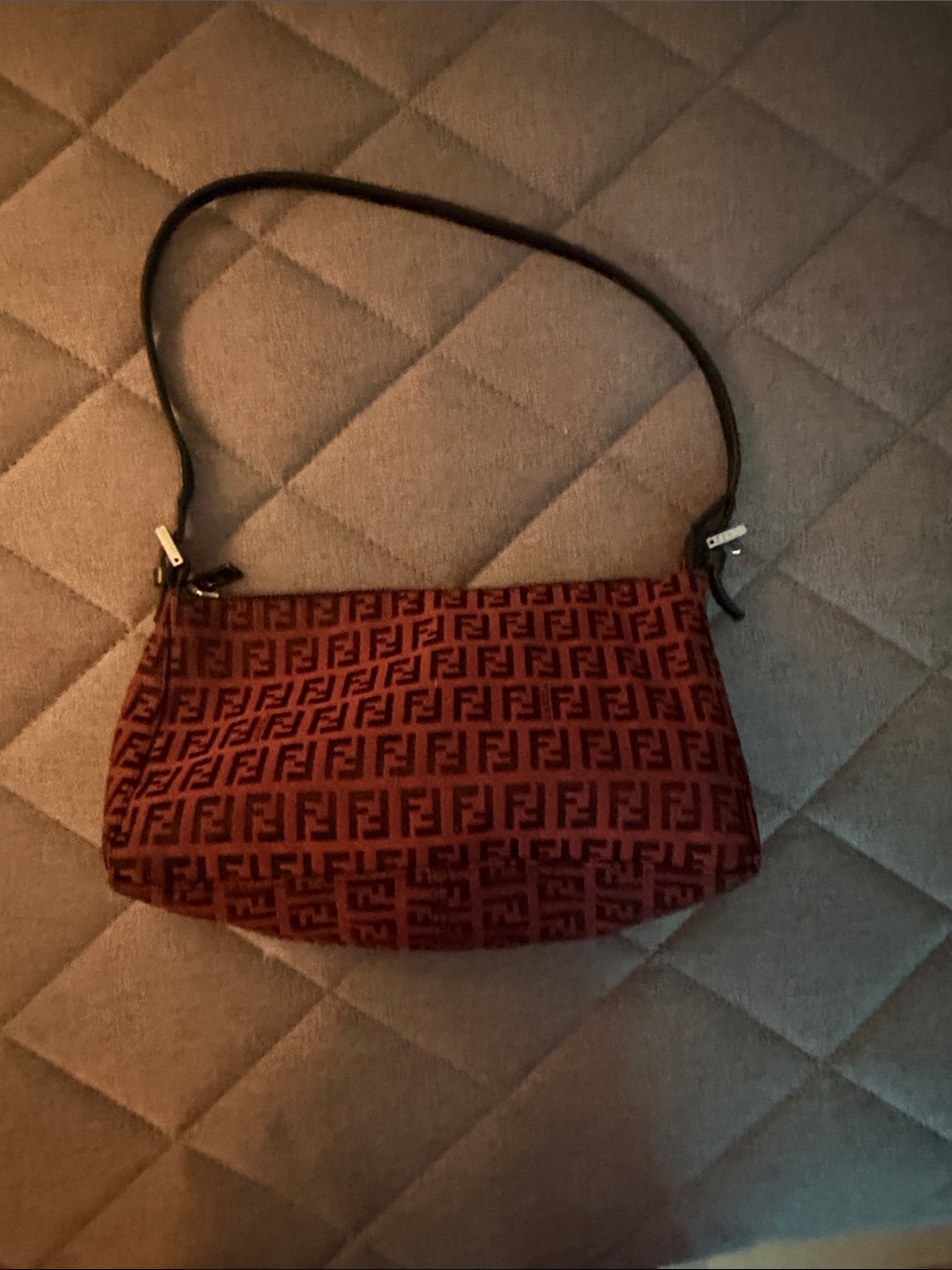 Fendi Zucca FF Logo Pouch in Red and Black - Picture 3 of 6